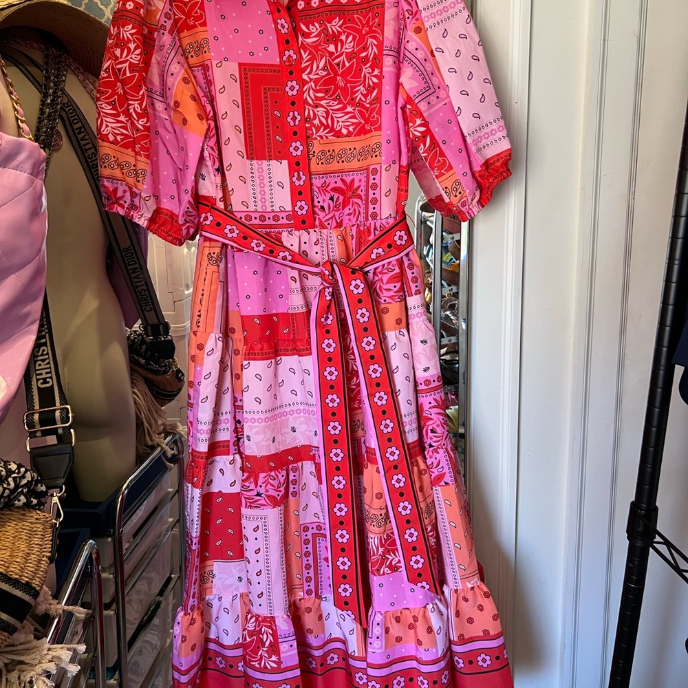 Kate Spade Pink and Red Paisley Dress